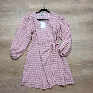 NWT‎ FRNCH Acela Plaid Wrap Dress Women’s S Color Pink